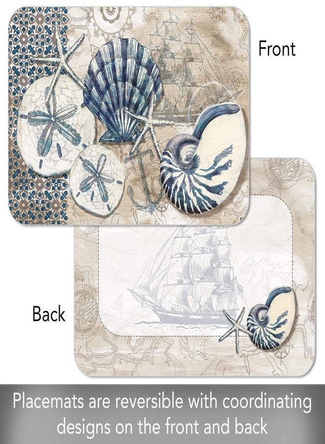 CounterArt Tide Pool Shells Reversible Easy Care Flexible Plastic Placemats 4 Pack Made in The USA BPA Free Easily Wipes Clean (Tide Pool Shells) - Image 2