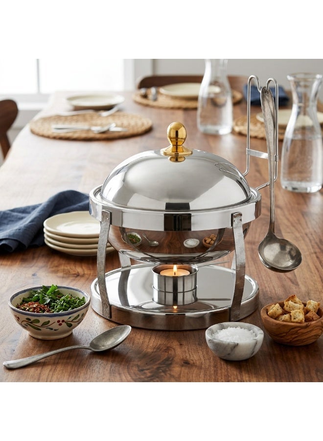 Maxima Round Stainless Steel Chaffing Dish with Lid 6 Liter - Image 1