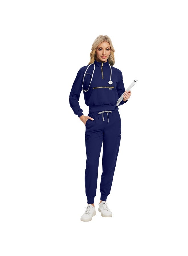 NIBEMINENT Scrubs Uniform High Quality Medical Scrubs Breathable Clinic Hospital Nurse Uniforms Workwear Long Sleeved Zipper Collar Uniform - Image 1