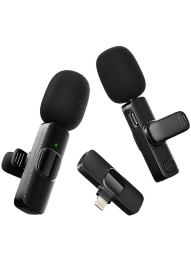 REBENUO Professional Dual Wireless Lavalier Microphone for iPhone and iPad for Video Recording, Interviews, Vlogging, Podcasts, YouTube, Live Streaming, Noise Reduction, Plug and Play, Mono, Black - Image 1