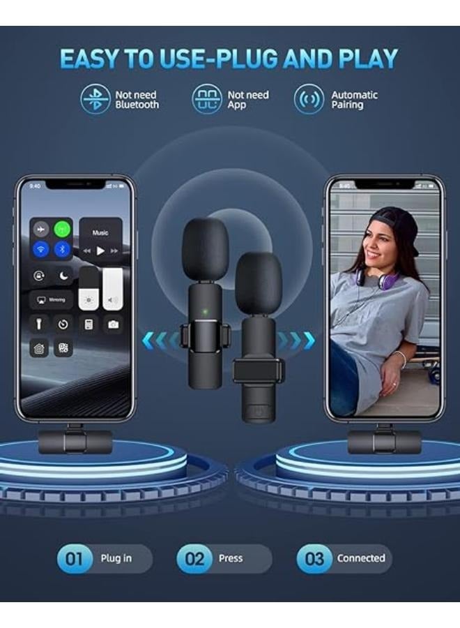 REBENUO Professional Dual Wireless Lavalier Microphone for iPhone and iPad for Video Recording, Interviews, Vlogging, Podcasts, YouTube, Live Streaming, Noise Reduction, Plug and Play, Mono, Black - Image 3
