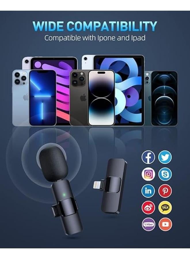REBENUO Professional Dual Wireless Lavalier Microphone for iPhone and iPad for Video Recording, Interviews, Vlogging, Podcasts, YouTube, Live Streaming, Noise Reduction, Plug and Play, Mono, Black - Image 4
