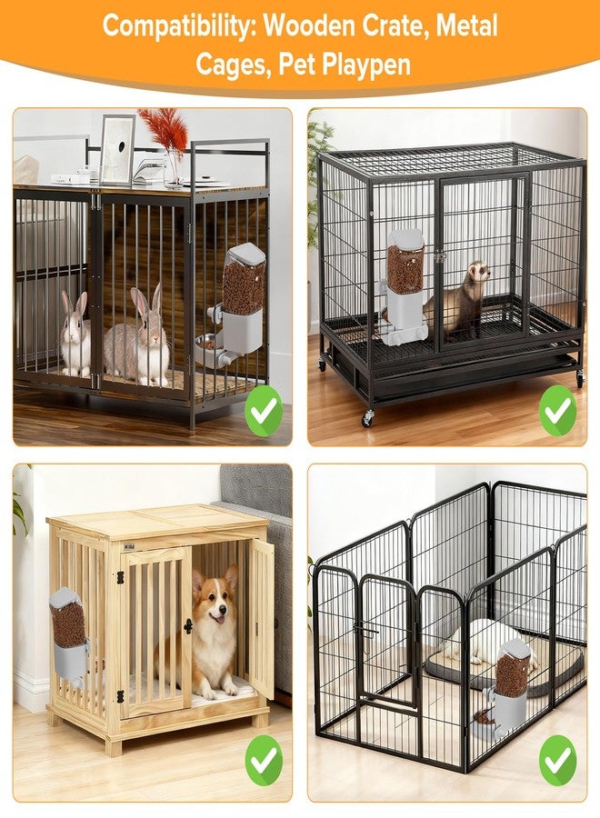 Kenond 55oz Hanging Automatic Rabbit Feeder, 1.6L Large Capacity Gravity Food Dispenser with Stainless Steel Bowl,for Dog, Cat, Ferret & Medium-Small Animals,Fits Widemouth Cages& Wire Cages & Crates - Image 2