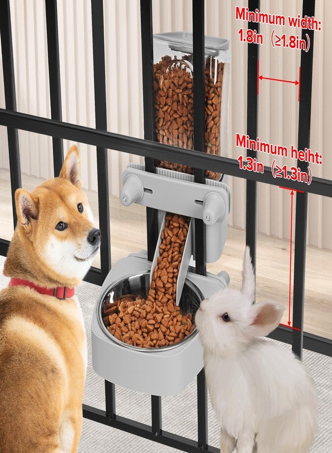 Kenond 55oz Hanging Automatic Rabbit Feeder, 1.6L Large Capacity Gravity Food Dispenser with Stainless Steel Bowl,for Dog, Cat, Ferret & Medium-Small Animals,Fits Widemouth Cages& Wire Cages & Crates - Image 3