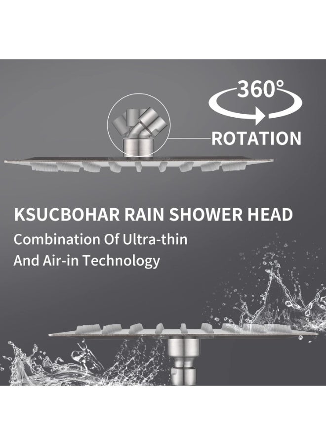رأس دش مطر مربع من كاسوكبوهار بمقاس 20 سم، رأس دش عالي الضغط بفلتر من فولاذ مقاوم للصدأ 304، يحتوي على 81 فوهة سيليكون ناعمة مقاومة للانسداد (نيكل مصقول) - Image 3