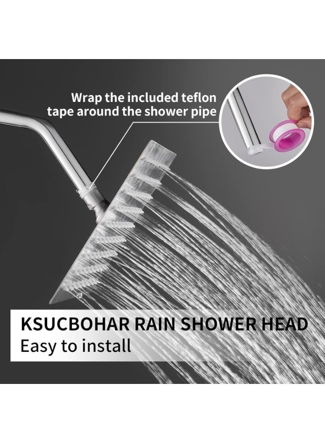 رأس دش مطر مربع من كاسوكبوهار بمقاس 20 سم، رأس دش عالي الضغط بفلتر من فولاذ مقاوم للصدأ 304، يحتوي على 81 فوهة سيليكون ناعمة مقاومة للانسداد (نيكل مصقول) - Image 5