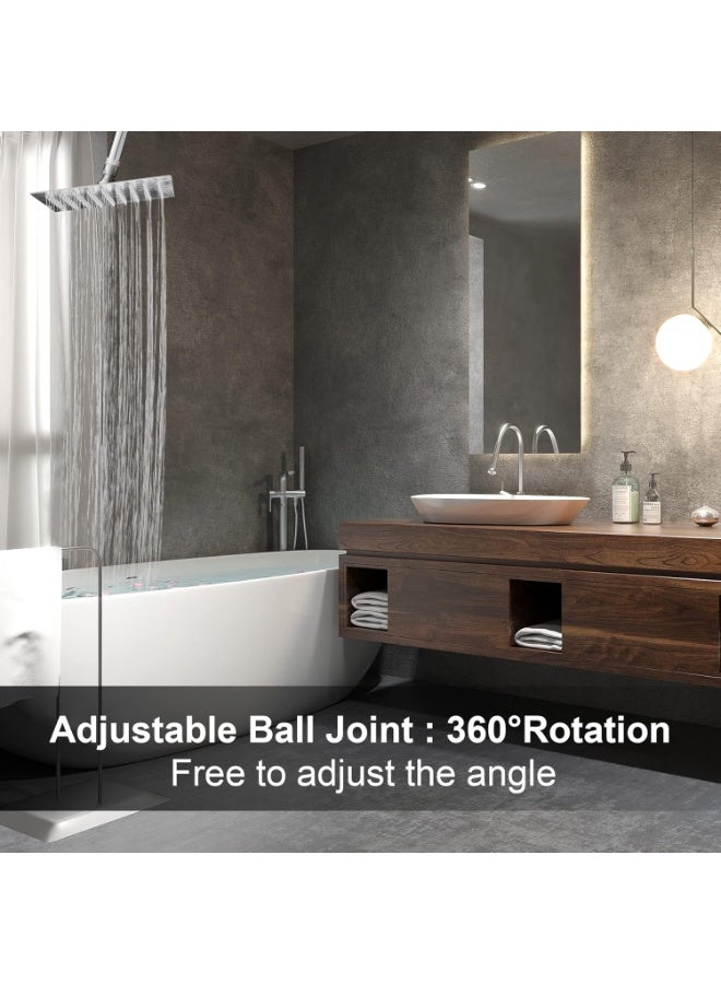 رأس دش مطر مربع من كاسوكبوهار بمقاس 20 سم، رأس دش عالي الضغط بفلتر من فولاذ مقاوم للصدأ 304، يحتوي على 81 فوهة سيليكون ناعمة مقاومة للانسداد (نيكل مصقول) - Image 4