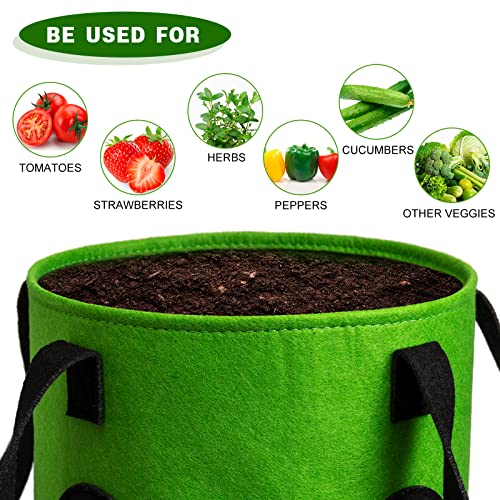 Homyhoo 2 Pack Green Upside Down Tomato & Herb Planter, Outdoor Hanging Durable Aeration Fabric Strawberry Planter Bags - Image 4