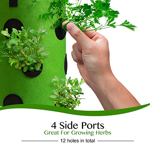 Homyhoo 2 Pack Green Upside Down Tomato & Herb Planter, Outdoor Hanging Durable Aeration Fabric Strawberry Planter Bags - Image 2