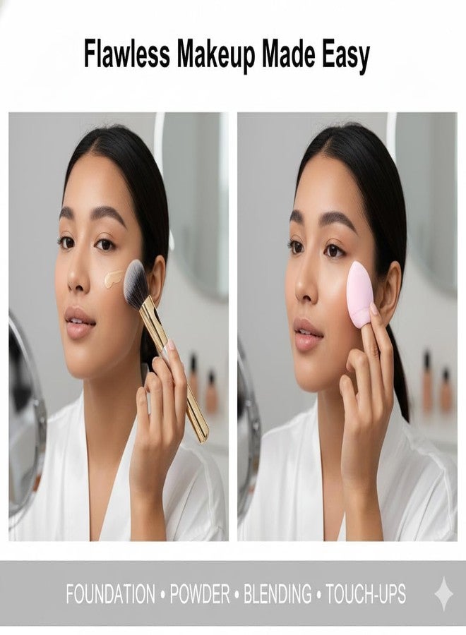 Makeup Brush 4 in 1 Combo with 6 Finger Puffs – Multi-Use Foundation, Concealer & Face Blending Set (Reusable & Soft) - Image 4