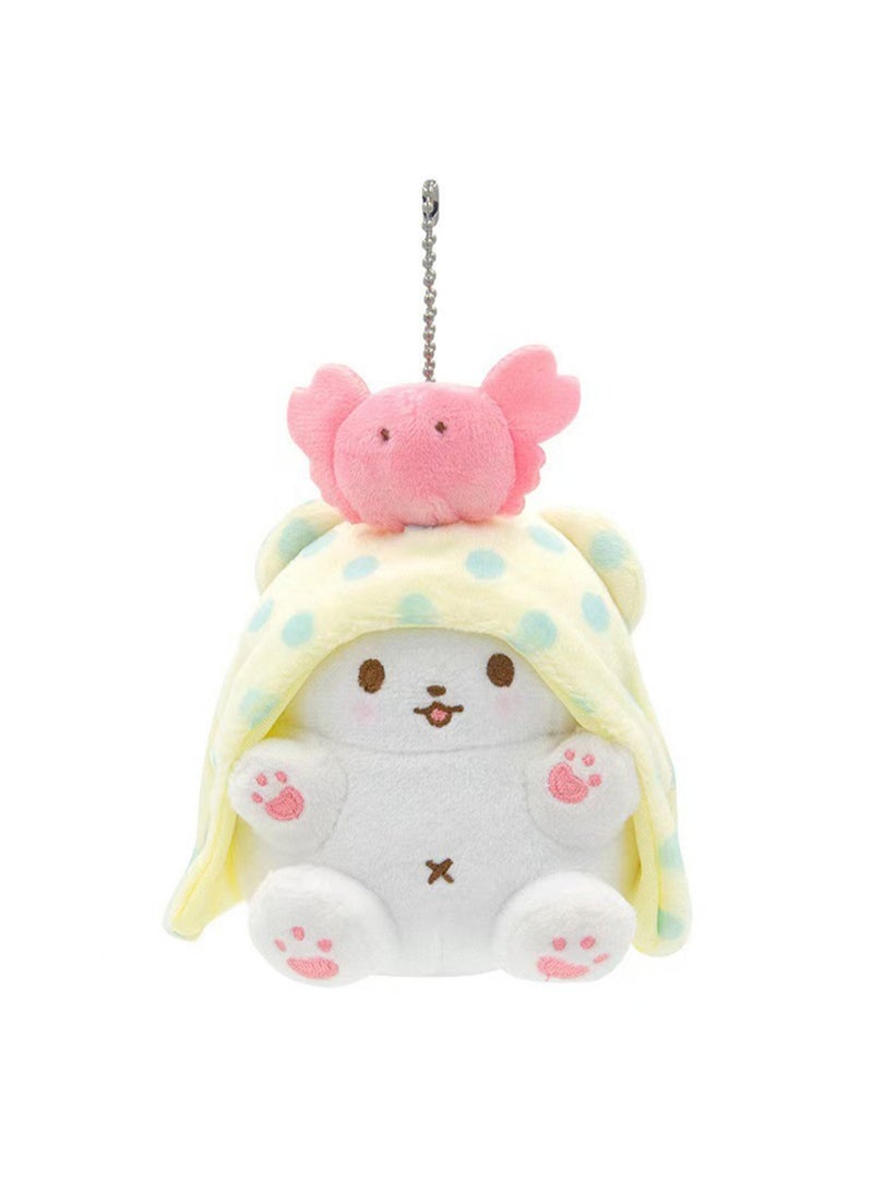 Cute Plush Doll Pendant, High-Quality PP Cotton Material Bag Key Chain Ornament, Ornament Gift For Boys And Girls (10cm Crab Baby Blanket Bear Ornament) - Image 1