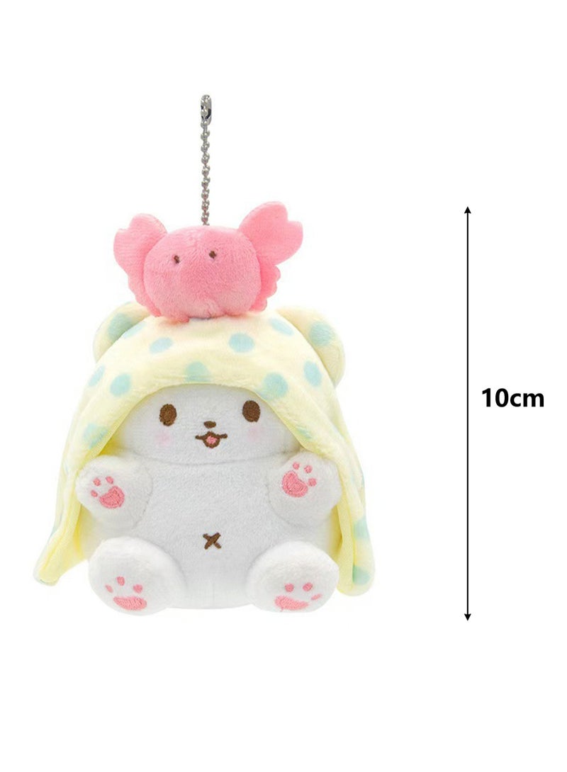 Cute Plush Doll Pendant, High-Quality PP Cotton Material Bag Key Chain Ornament, Ornament Gift For Boys And Girls (10cm Crab Baby Blanket Bear Ornament) - Image 2