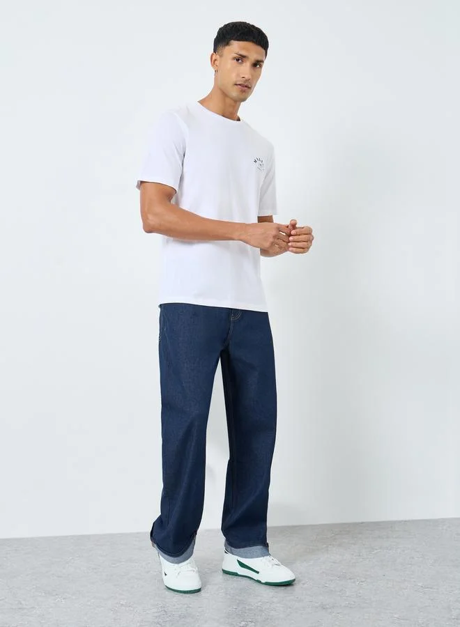 Styli Oversized Fit Dark Wash Clean Look Jeans