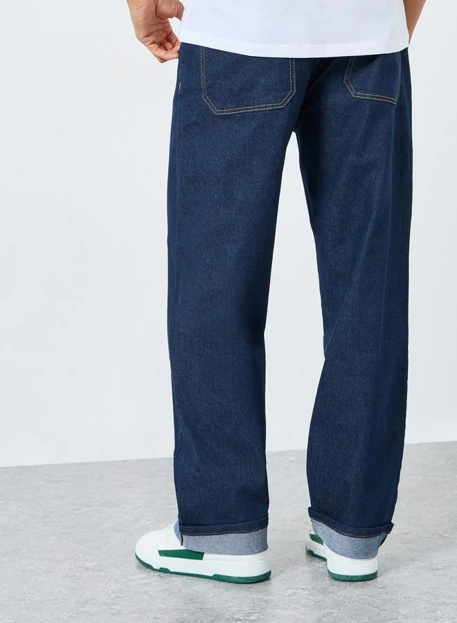 Styli Oversized Fit Dark Wash Clean Look Jeans