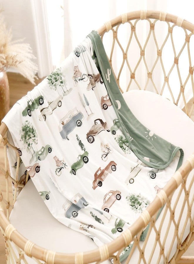 GRSSDER Baby Swaddle Blankets 2 Pack, Super Soft Jersey Knit Reversible Quilt for Baby Girls and Boys, Double Layer Receiving Blankets 34 x 44 Extra Large for Swaddling, Cars & Balloons - Image 4