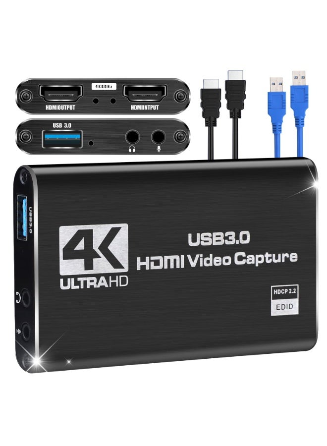 بطاقة التقاط الفيديو 4K 1080P 60 إطارًا في الثانية، جهاز التقاط الألعاب HDMI إلى USB 3.0 لـ Nintendo Switch، PS4، الكمبيوتر، OBS، بث الكاميرا - Image 1