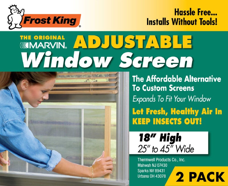 Frost King 2AWS1845 WB Marvin Adjustable Window Screen, 18in High x Fits 25-45in Wide (2 Pack) - Image 2