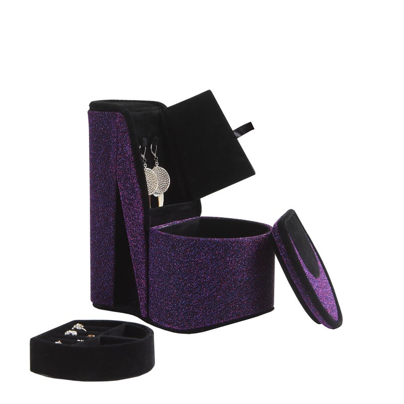 ORE International HBB1836 Iridescent High Heel Shoe Hidden Jewelry Box, Purple Velvet, 9" - Image 3
