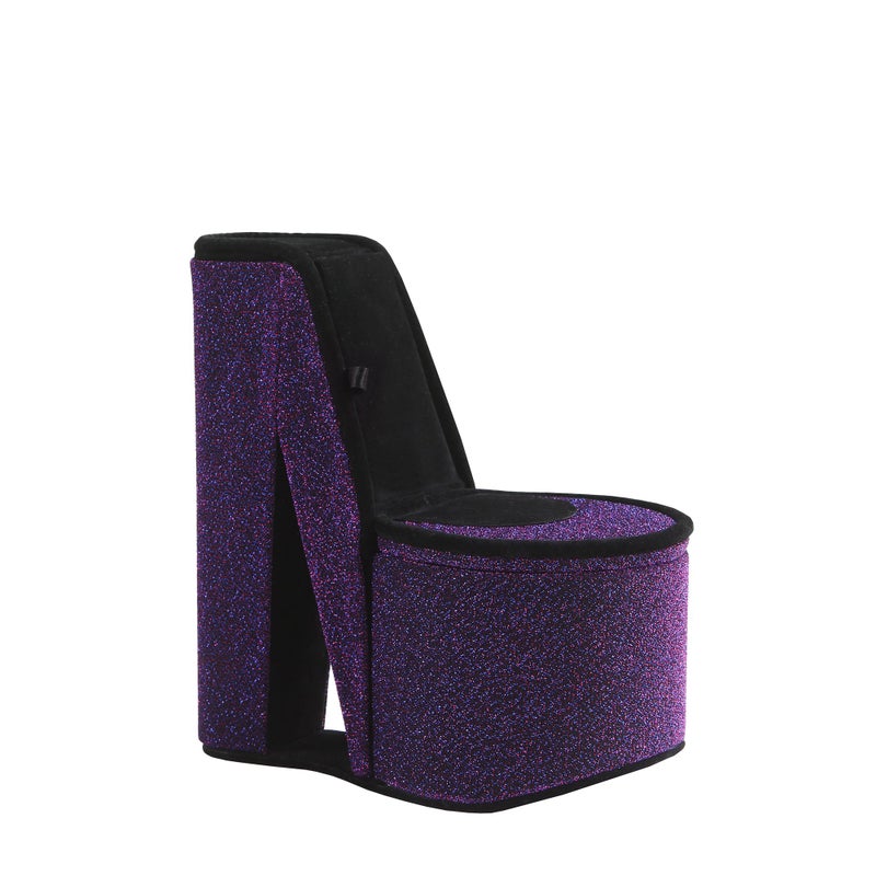ORE International HBB1836 Iridescent High Heel Shoe Hidden Jewelry Box, Purple Velvet, 9" - Image 1
