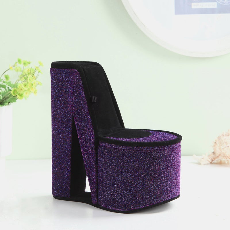 ORE International HBB1836 Iridescent High Heel Shoe Hidden Jewelry Box, Purple Velvet, 9" - Image 2