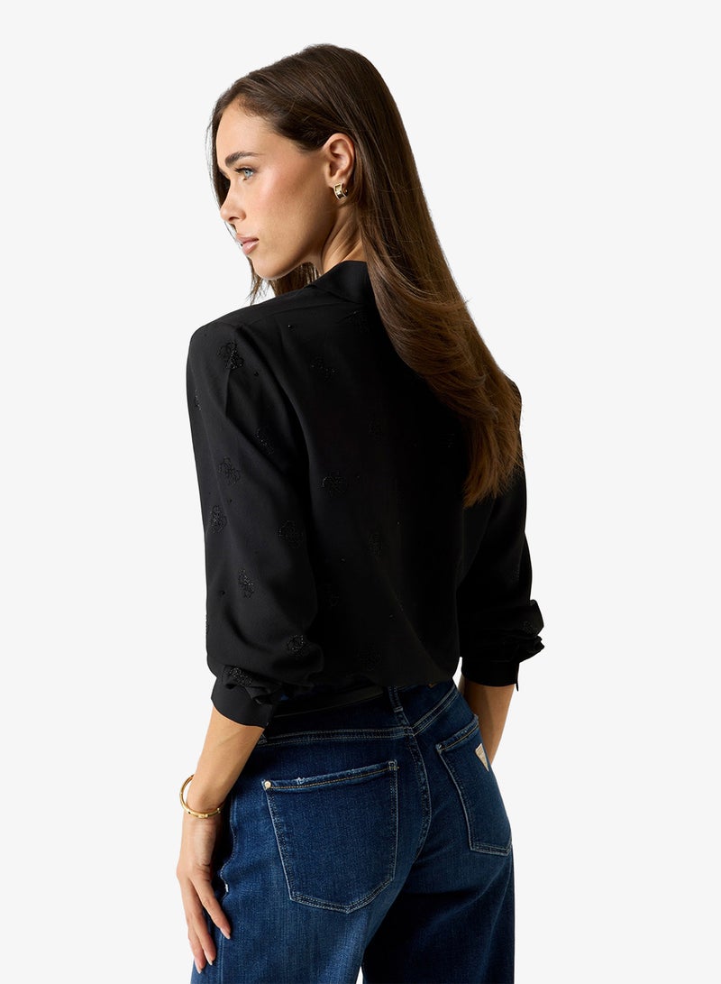 GUESS Long Sleeve Flore Logo Hotfix Shirt - Image 2