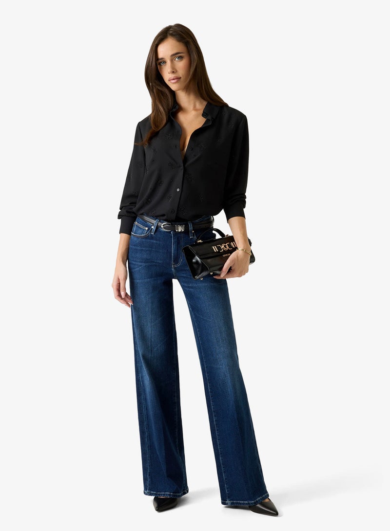 GUESS Long Sleeve Flore Logo Hotfix Shirt - Image 4