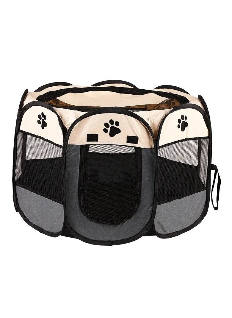 Dog Crate, Scratch Resistant Oxford Cloth Pet Tent, Portable And Foldable Octagonal Pet Fence, Easy To Use Collapsible Puppy Shelter For Dogs And Cats, (1pc, White And Gray)