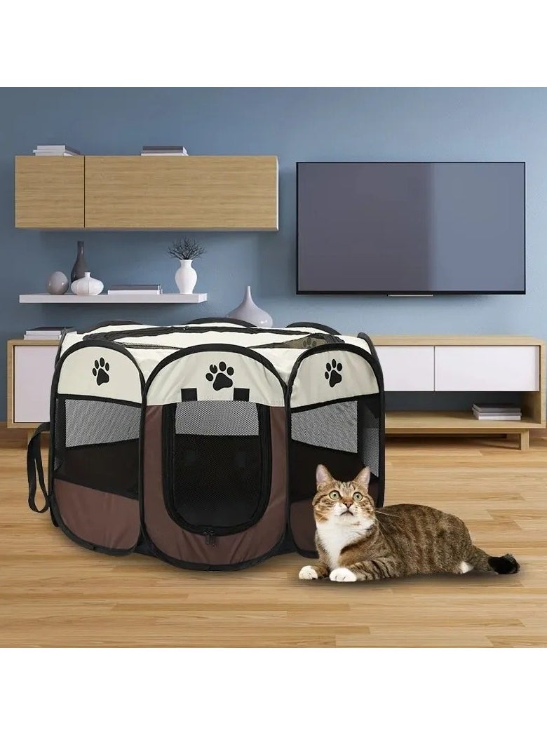 Dog Crate, Scratch Resistant Oxford Cloth Pet Tent, Portable And Foldable Octagonal Pet Fence, Easy To Use Collapsible Puppy Shelter For Dogs And Cats, (1pc, White And Gray)