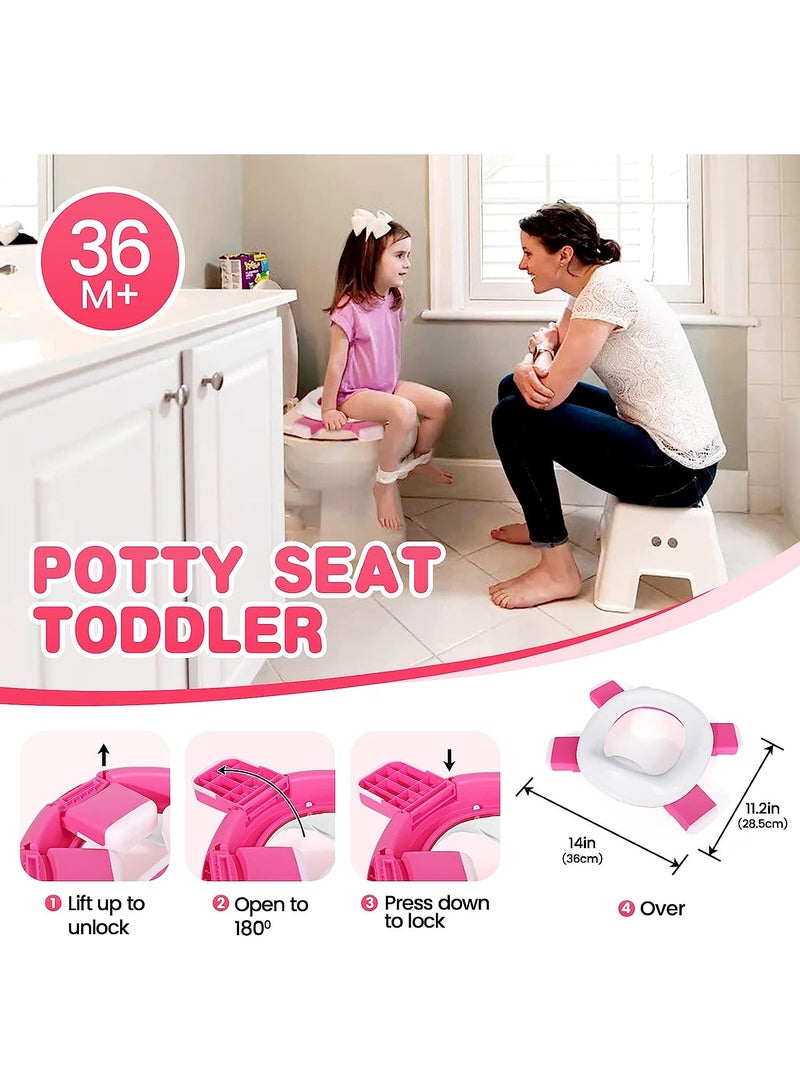 NNEWVANTE Portable Potty Training Toilet for Boys and Girls with Storage Bag - Foldable Travel Potty Chair, Indoor and Outdoor Potty Seat for Toddlers, Easy to Clean (Pink) - Image 2