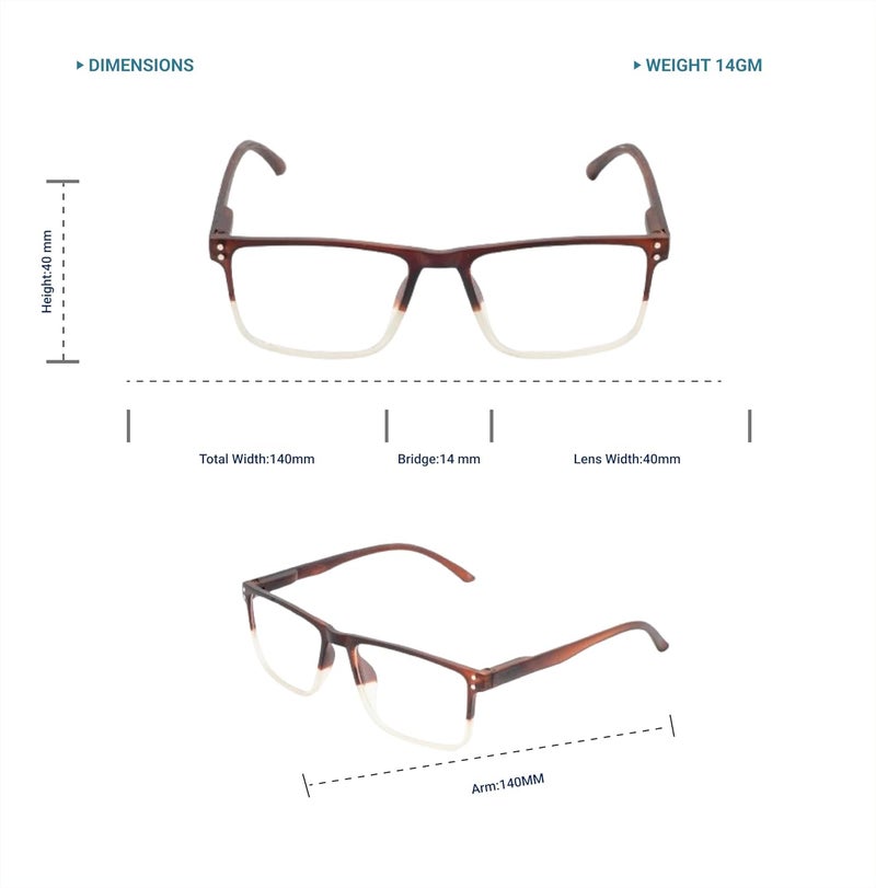 Lens+ Lensplus Square TR Full Rim Eyeglasses with Blue Cut Lightweight Unisex Eyewear for Men & Women | Stylish Computer & Daily Use Frame - Image 3