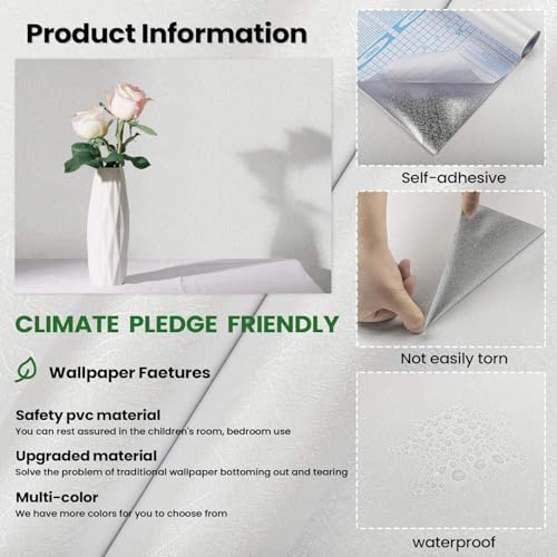 AAMATY 45×600 Cm, Silk White Wallpaper for Walls Waterproof Vinyl Film Self Adhesive Peel & Stick 3D Embossed Hexagon Design Kitchen, Cabinet, Furniture PVC Lamination Roll. - Image 5