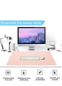 SKY-TOUCH Multifunctional Desk Pad PU Computer Mouse Pad Office Desk Mat Extended Gaming Mouse Pad Non-Slip Waterproof Dual-Side Use Desk Mat Protector 80cm x 40cm Silver/Pink  - Image 2