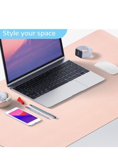 SKY-TOUCH Multifunctional Desk Pad PU Computer Mouse Pad Office Desk Mat Extended Gaming Mouse Pad Non-Slip Waterproof Dual-Side Use Desk Mat Protector 80cm x 40cm Silver/Pink  - Image 4