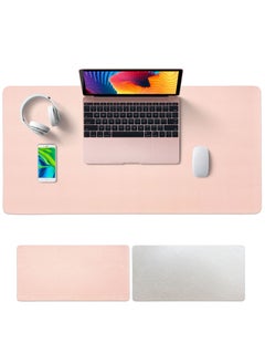 SKY-TOUCH Multifunctional Desk Pad PU Computer Mouse Pad Office Desk Mat Extended Gaming Mouse Pad Non-Slip Waterproof Dual-Side Use Desk Mat Protector 80cm x 40cm Silver/Pink  - Image 1