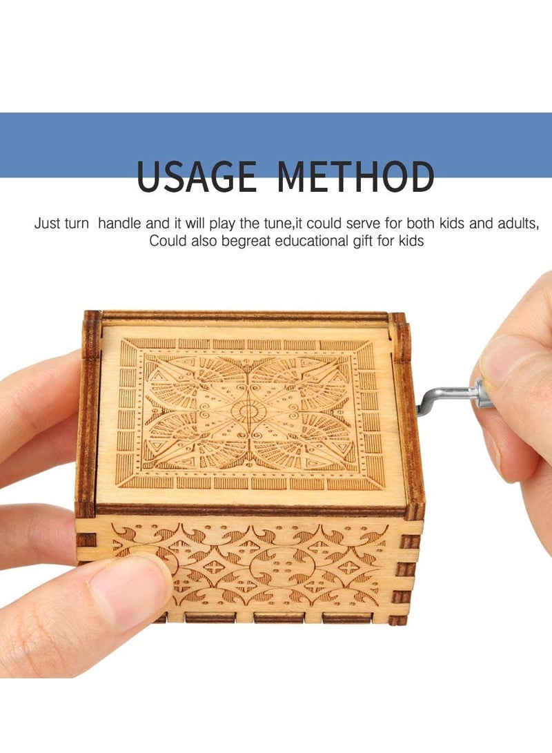 Suntown Music Box Wood Personalizable Music Box, You are My Sunshine Laser Engraved Vintage Wooden Sunshine Musical Box Gifts for Birthday (u are My Sunshine, Small) - Image 5