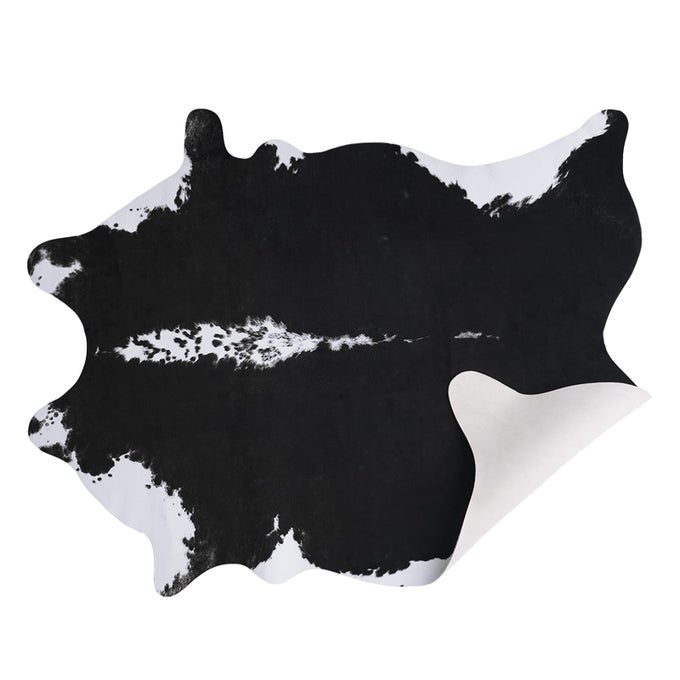 FAUX COW HIDE RUG PREMIUM COW PRINT RUG ANIMAL AREA RUG FOR WESTERN BOHO DECOR COWHIDE FOR BEDROOM LIVING ROOM CUTE DECOR BLACK AND WHITE 23 X 36 FEET