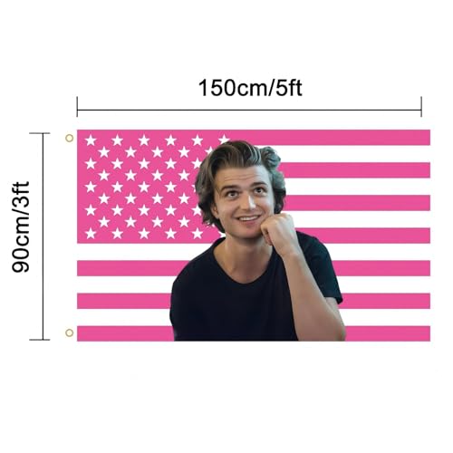 MAGJIUKE Steve Harrington Pink American Flag Tapestry, 3x5 Feet Polyester Wall Hanging with Brass Grommets, Horizontal Rectangular Design for Bedroom Studio Decor, Indoor Outdoor Usage - Image 2