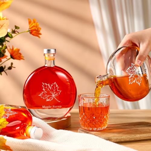 Maxdot 12 Pcs 8oz Glass Maple Syrup Bottles Clear Reusable Glass Bottles with Lids Loop Handle and Maple Syrup Stickers bottle Container for Milk Potion Juice Sauce Oil Storage Gift - Image 4
