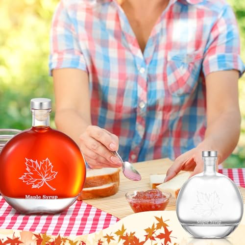 Maxdot 12 Pcs 8oz Glass Maple Syrup Bottles Clear Reusable Glass Bottles with Lids Loop Handle and Maple Syrup Stickers bottle Container for Milk Potion Juice Sauce Oil Storage Gift - Image 3