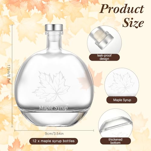 Maxdot 12 Pcs 8oz Glass Maple Syrup Bottles Clear Reusable Glass Bottles with Lids Loop Handle and Maple Syrup Stickers bottle Container for Milk Potion Juice Sauce Oil Storage Gift - Image 2
