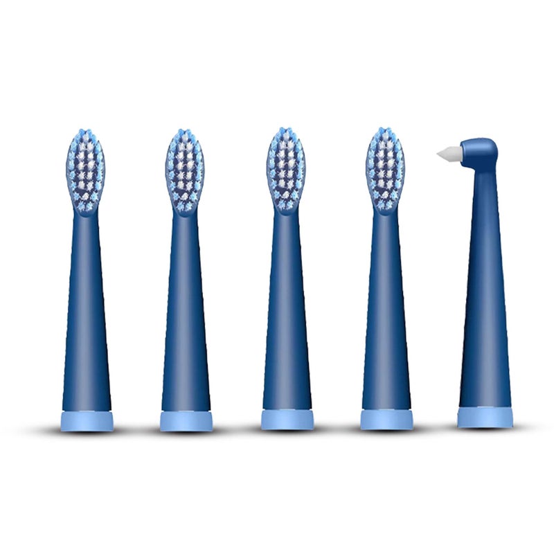 AGARO Cosmic Lite Refill Pack 4+1 pcs, Nylon Bristles, Washable, Blue - Image 1