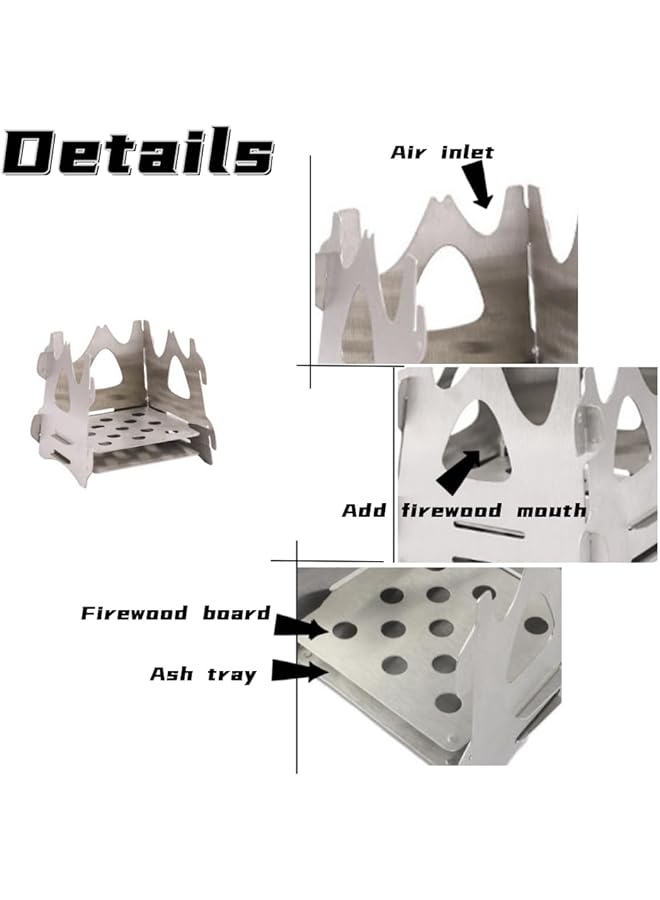 Generic 2 Pcs Foldable Stove Portable Camping Stove for Outdoor Cooking Lightweight Easy to Assemble Stove for Camping Backpacking Hunting Hiking Picnic BBQ Emergency Use - Image 3