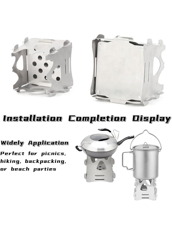 Generic 2 Pcs Foldable Stove Portable Camping Stove for Outdoor Cooking Lightweight Easy to Assemble Stove for Camping Backpacking Hunting Hiking Picnic BBQ Emergency Use - Image 5
