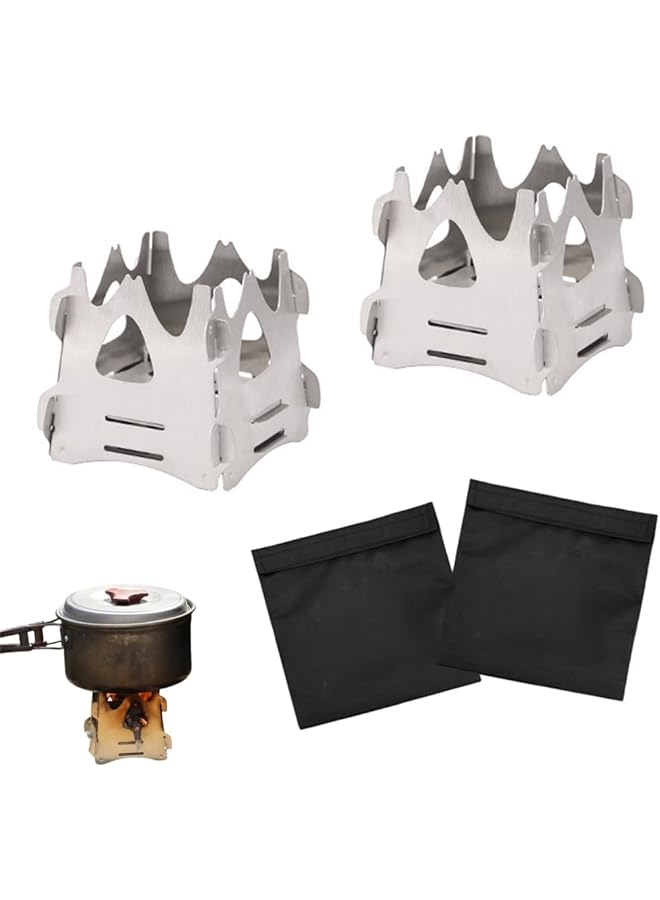 Generic 2 Pcs Foldable Stove Portable Camping Stove for Outdoor Cooking Lightweight Easy to Assemble Stove for Camping Backpacking Hunting Hiking Picnic BBQ Emergency Use - Image 1