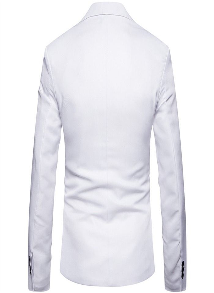 Loquat Men's British Fashion Solid Casual Suit White  - Image 3