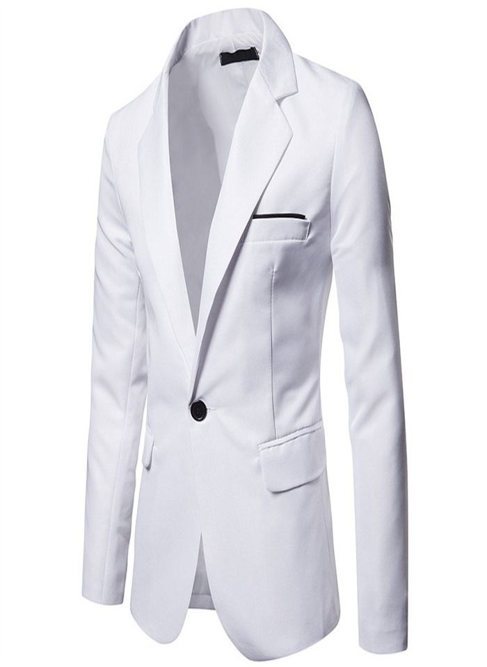 Loquat Men's British Fashion Solid Casual Suit White  - Image 2
