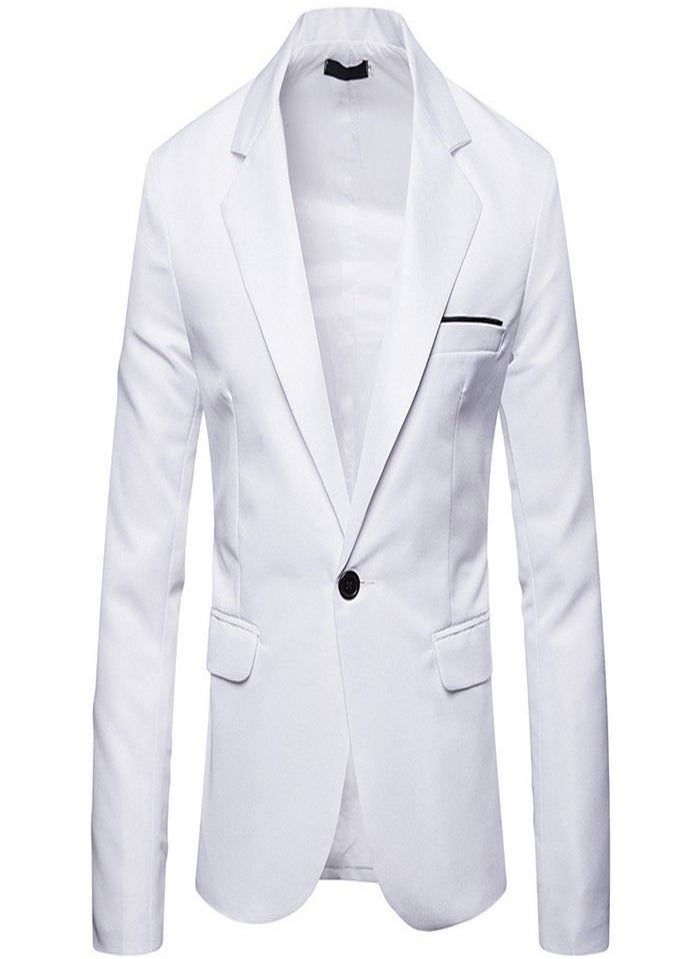 Loquat Men's British Fashion Solid Casual Suit White  - Image 1