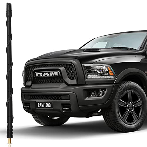 KSaAuto ملحقات هوائي KSaAuto لدودج رام 1500 2500 3500 2009-2023، هوائي مطاطي مرن بطول 13 بوصة، هوائي جديد على شكل لولبي لشاحنة رام، استقبال راديو دودج رام FM/AM، KR-2 (رأس مائل) - Image 1