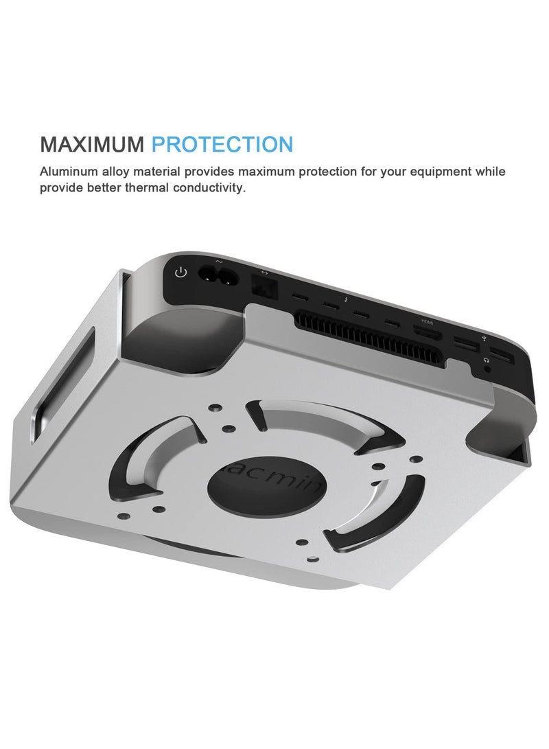 erorex Mac Mini M2 Mount, Heat Dissipation Design Anti-Scratch Behind Monitor, Under Desk, Wall Mount Stand for Mac Mini 2011 to 2023 M2 Pro, Compatible with VESA Hole (Silver)  - Image 5