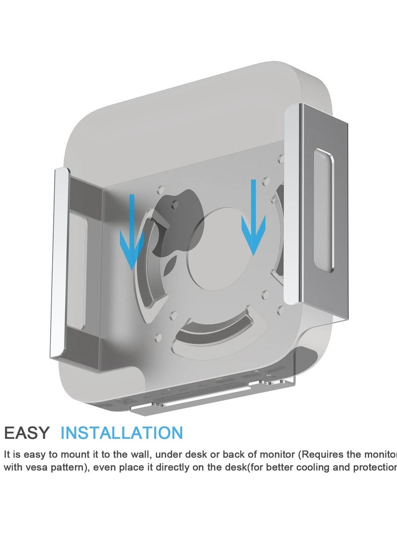 erorex Mac Mini M2 Mount, Heat Dissipation Design Anti-Scratch Behind Monitor, Under Desk, Wall Mount Stand for Mac Mini 2011 to 2023 M2 Pro, Compatible with VESA Hole (Silver)  - Image 4